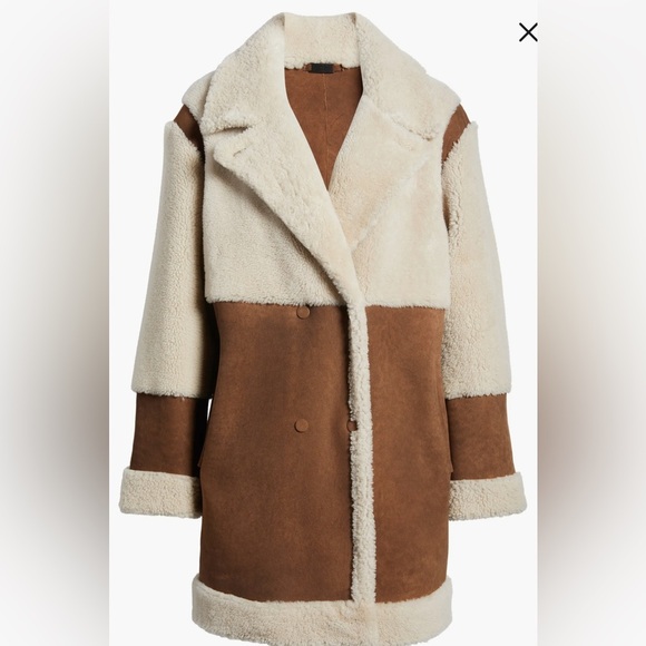 NWT HiSO Reversible Suede & Genuine Shearing Coat - Picture 1 of 11